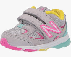 New Balance Kid’s 888 V2 Hook and Loop Running Shoe, Grey/Rainbow, 2 Wide