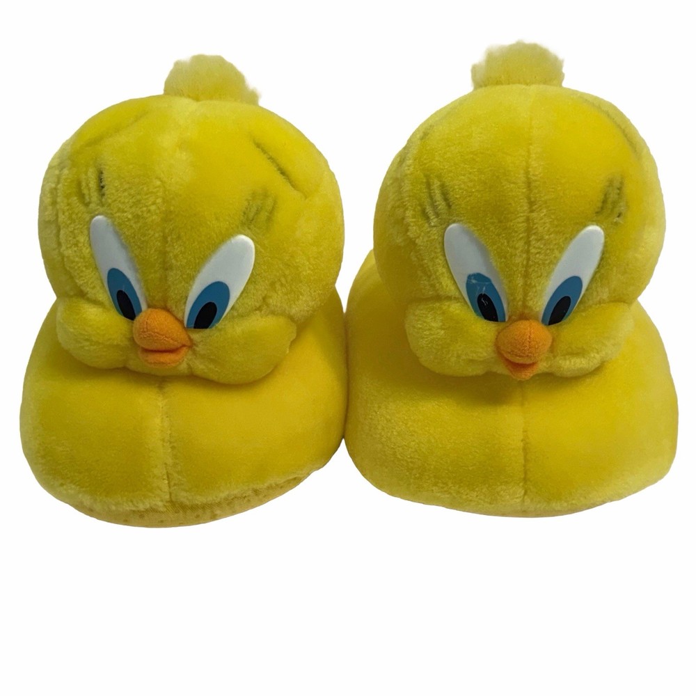 Tweety Bird Plush Slippers Youth Size Large Fits 8-10 Looney Tunes Vintage 2000s