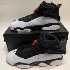 Jordan 6 Rings Black White Varsity Red Big Kids Size 5Y Youth EU 37.5 323419-067