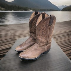 Justin Youth Kids Brown Leather Western Cowboy Boots Size 2.5 D Style 2253Y