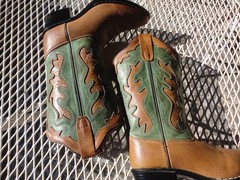 OLD WEST Kid’s Brown & Turquoise Western Boots Size 4.5