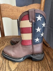 Durango BT245 Kids Western Mid-Calf Pull-On Leather USA Stars Brown US 9 M