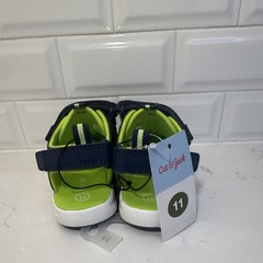 Cat & Jack Navy Green Solid Synthetic Hook & Loop Closed Toe Sandal Kids 11