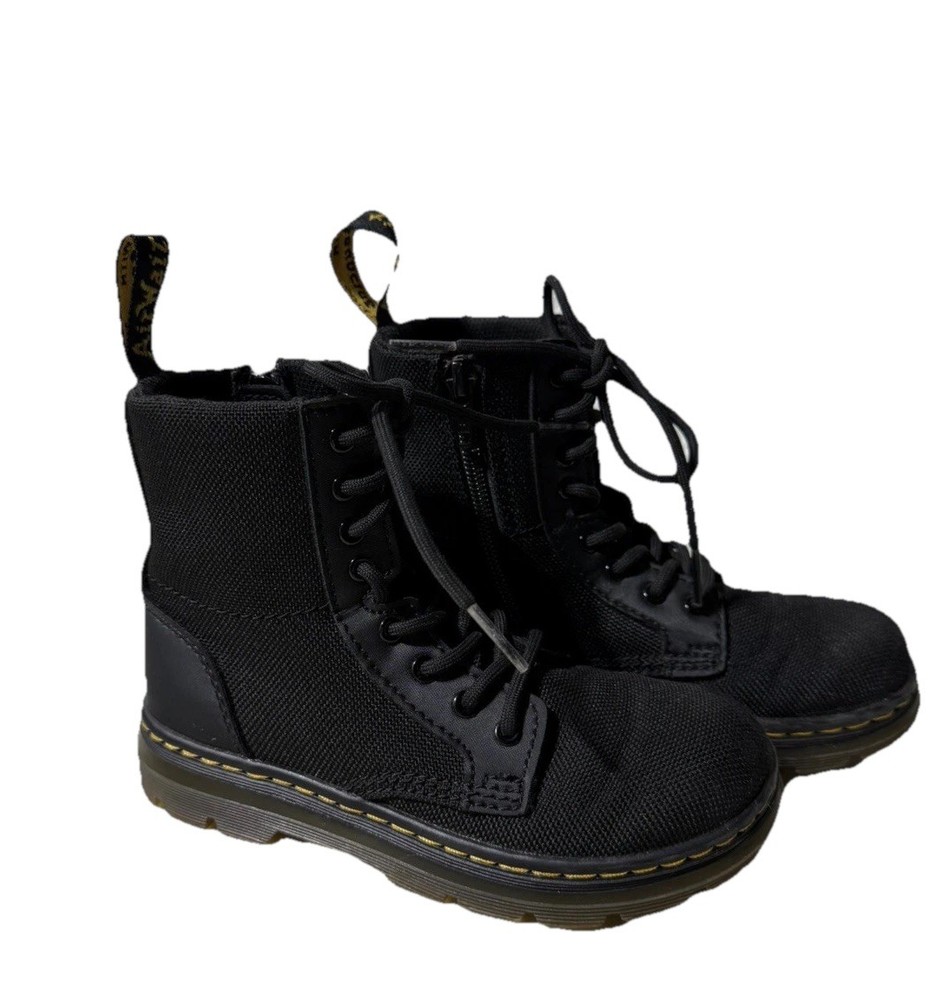 Dr. Martens Doc Combs Combat Full Zip/ Lace Up Boots Youth Kids 12 Canvas Black