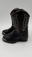 New Durango Kids Natural Lizard Print Western Boots Sz 6D USA Silver Toe Black