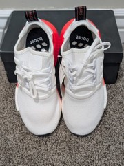 Size 5 Youth Unisex Adidas NMD_R1 J White/Red Lace Up Athletic Shoes EF5860