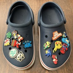 Crocs Crocband Navy Blue Clogs Kids Youth J1 Red Slip-On Sandals Pokémon Charms
