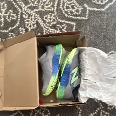 New Balance FuelCore Kids Sneaker US 2 Gray/Blue/Green Lace-Up Mesh