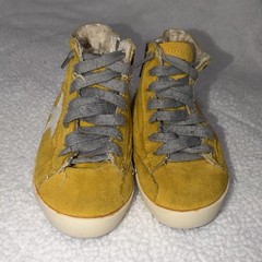 Golden Goose Unisex Kids 12 Yellow Suede High Top Sneakers Zip Lace Faux Fur