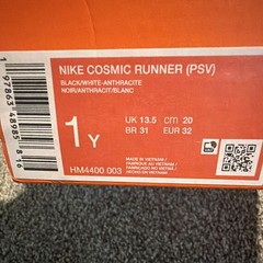 Nike Cosmic Runner (PSV) Black/White/Anthracite Mesh Sneakers 1Y