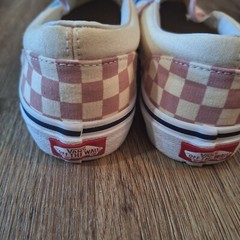 Youth Vans Light Pink/white Checkered Canvas Slip On Sneakers Size 3.5 TubAG