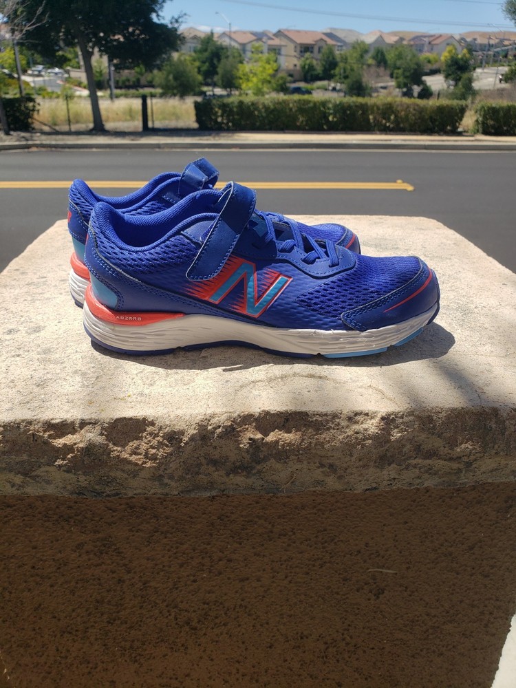 ​New Balance Kids 680v6 Hook & Loop Running Shoes Size 4.5 Blue Orange ABZORB