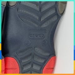 Kids Navy Blue CROCS Clogs w Red Adjustable Length Heel Straps Juvenile Size 3