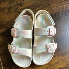 Cat & Jack Unisex Kids Strappy Buckle Sandals Size 12 White Pink Multicolor