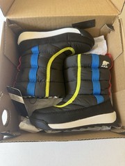 Sorel Whitney II Puffy Mid WP Kids Snow Boot Black Waterproof Insulated US 9