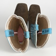 Twisted X Kid’s Top Hand Western Boots Brown/Teal Cross Pattern Size 4.5M