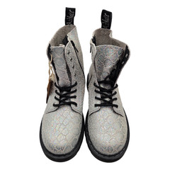 Dr. Martens Junior 1460 Pascal Suede Boots White/Silver Croc Metallic US 4M / 5L