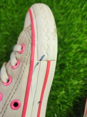 Converse All-Star Sneakers 640578F Double Tongue Grey Pink Neon Youth Kids Sz 11
