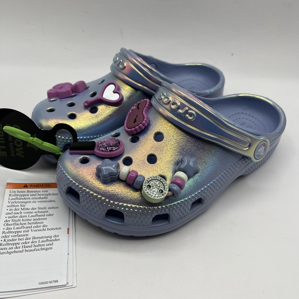 Crocs Sleepover Party Classic Clogs Kids Glow In The Dark Purple Sz US C13