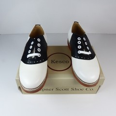 Kesco Classic White Black Saddle Shoes Leather Oxford Uniform 4667 Unisex Sizes