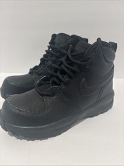Nike Manoa Leather Hiking Boots Men’s Size 2Y Black Durable Outdoor Shoes