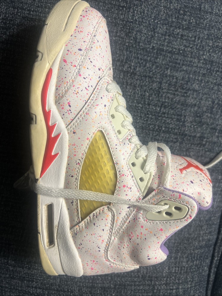 Air Jordan 5 Retro GS Easter White Splatter Size 6Y CT1605-100 Jordan V Kids