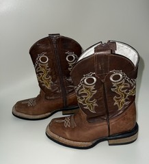 Pistolero Brown Embroidered All Leather Cowboy Boots Child Size 11