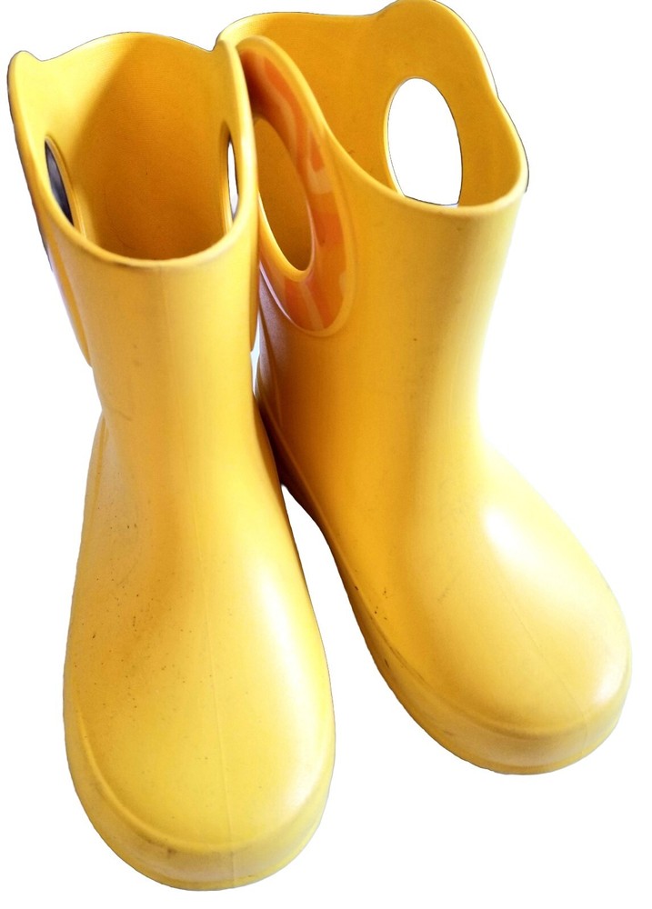 Okabashi Toddler Rain Boots Pull On & Yellow with Swirl Size 9 Pre-Owned
