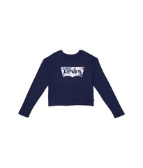 Levis Kids Womens Long Sleeve High-Rise Graphic T-Shirt (Big Kids),Peacoat
