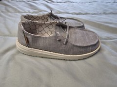 Hey Dude Wendy Loafers Womens Size 2 Kid Size 1 Linen Gray Slip On Shoes Comfort