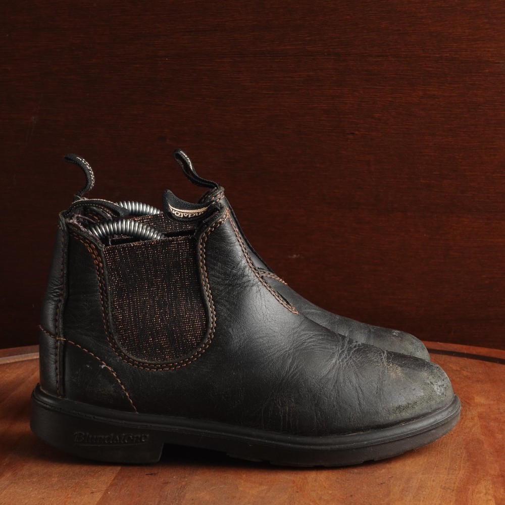 Blundstone Boots Kids Size AU 13 US 1-1.5 BLK Chelsea Leather Ankle Distressed