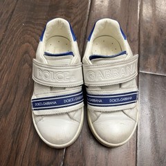 Authentic Dolce & Gabbana white and blue leather kids sneakers