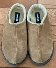 Sorel Lanner Ridge II Suede Slippers, Unisex, Camel Brown, Youth Size 2