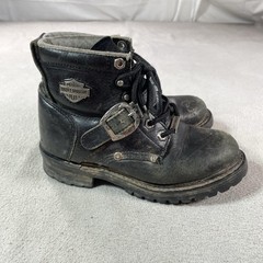 Harley-Davidson Boots Womens 5.5 Black Leather Biker Buckle Ankle Motorcycle
