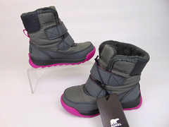NEW SOREL Whitney II Strap Boot WP Winter Boots Little Girl Size 7.0 T Gray Pink