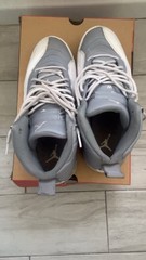 Jordan Air Jordan 12 Leather Mid Top Lace-Up Sneakers Gray/White Men 8