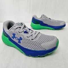 Under Armour BPS Rogue 3 Running Shoes 3024982-102 Grey Green Blue Kids Size 13K