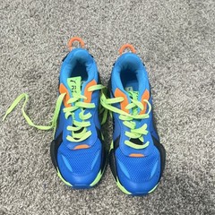 PUMA 386904-01 Running System Mesh Sneakers Unisex Kids Blue Neon Green 7C