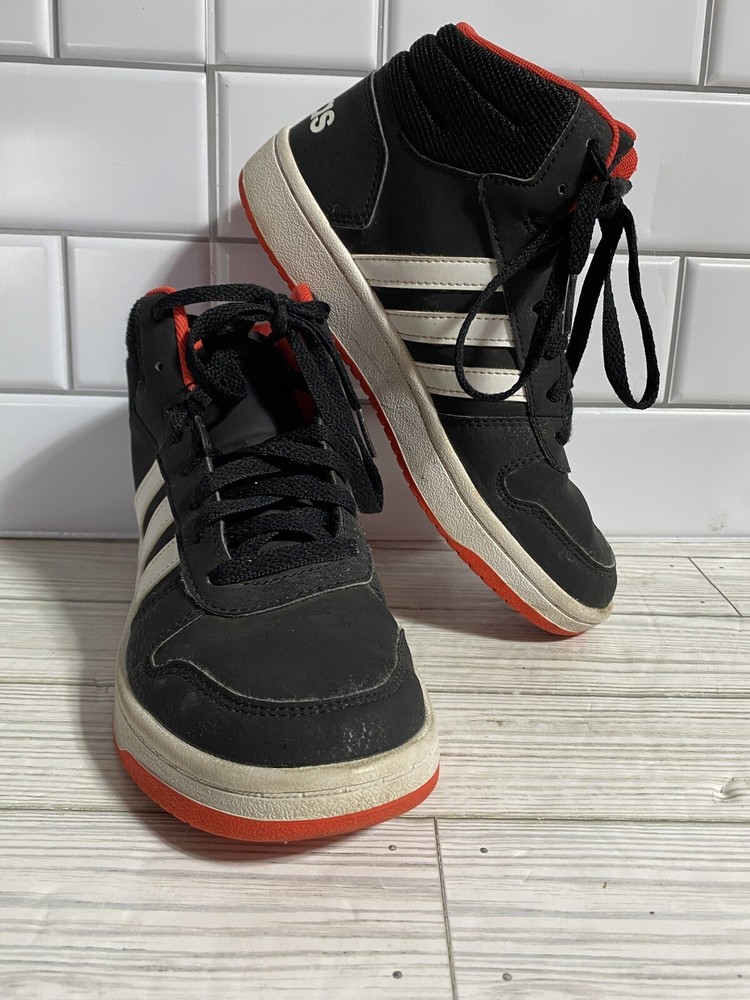 adidas B75743 Hoops Mid 2.0 High Boys Sneakers Shoes Casual Black/White/Red Sz 4