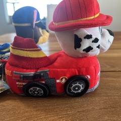 Paw Patrol Marshall & Chase 3D Plush Toddler Boys Slip-on Slippers Sz 5-6 NWT D1