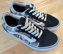 Vans Old Skool Camo Black Gray Canvas Suede Lace Up Sneakers Youth 3