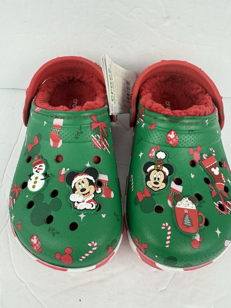 Crocs Mickey Mouse Christmas Holiday Lined Clogs Size Toddler Kid C11 – NWT