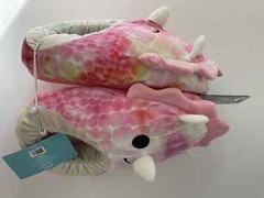 Squishmallow Trinity Pink Dino Ultra Soft Indoor Kids Soft Comfy House Slippers