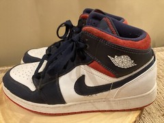 Nike Air Jordan White Navy Blue Red Mid BQ6931-104 Youth 7Y