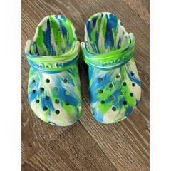 Crocs Classic Marbled Clog Kids Size C7 Green Blue White Swirl Slip On Shoes #2