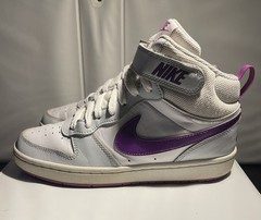 Kids Nike Shoes – Court Borough Mid 2 Pure Platinum/ Vivid Purple Size 5.5Y