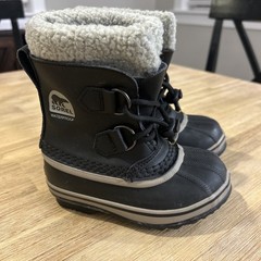 Sorel Kids Yoot Pac Wool Lined Winter 100% Waterproof Boots Black Leather Sz 10
