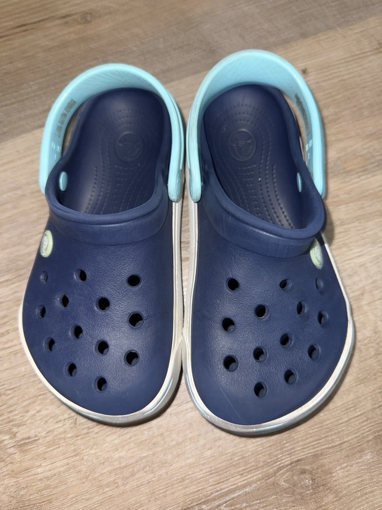 Crocs Navy Blue Comfort Clog Teens J1 Adjustable Strap Breathable Slip On