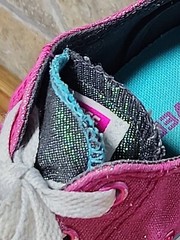 Converse All Star Pink Glitter Sparkle Canvas Shoe Size 2 Junior Youth 2-Tongues