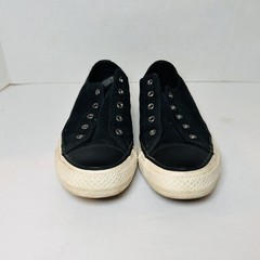 Converse All Star Black Camo Leather Toe No Lace Slip On Shoes Boy’s 4 Girl’s 6